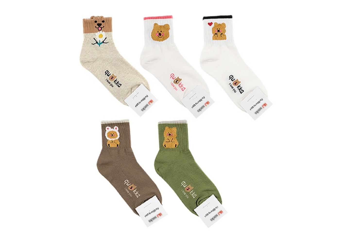 I&J love quokka Socks Elastic Ankle Length Cotton Socks Aesthetic Socks Cute Socks Lightweight Low Cut Socks for Women(5pairs/10pairs)