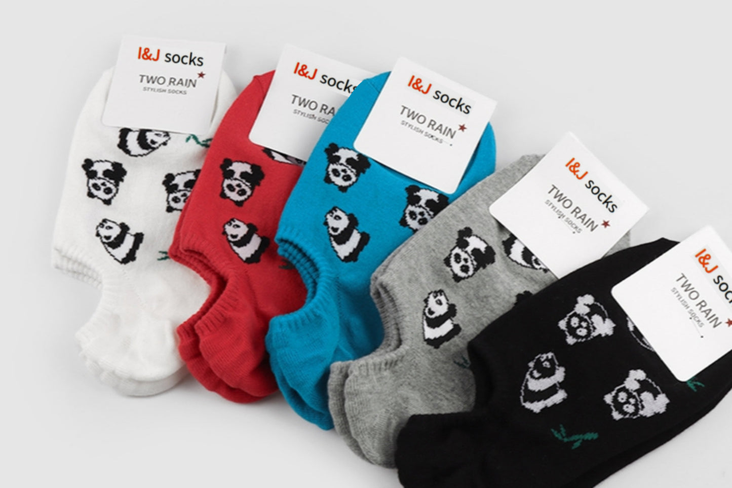 I&J Women's ankle fashion sneakers panda mini overshoe socks(5pairs/10pairs)