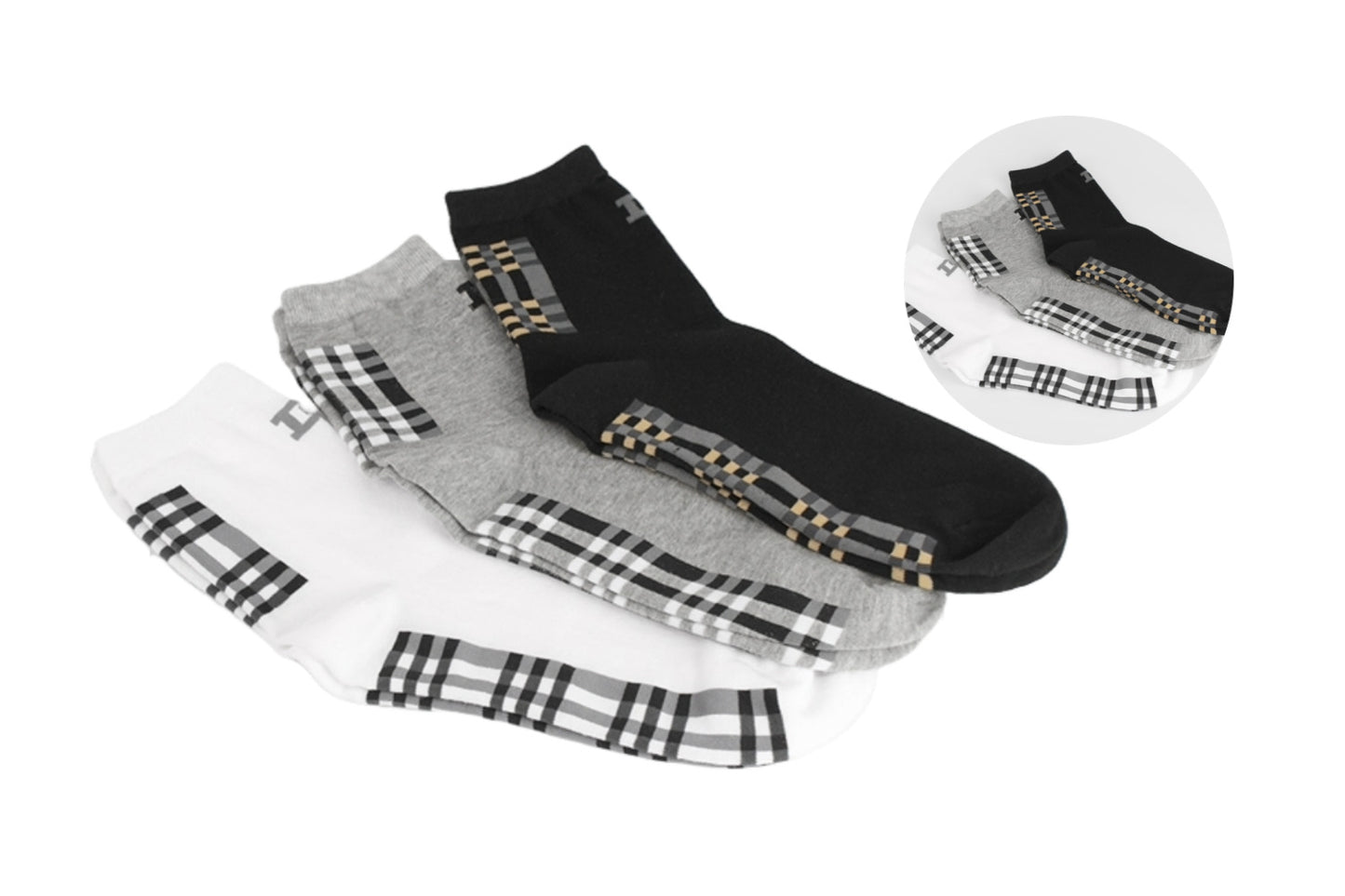I&J Men's floor check pattern fashion socks (6pairs /12pairs)
