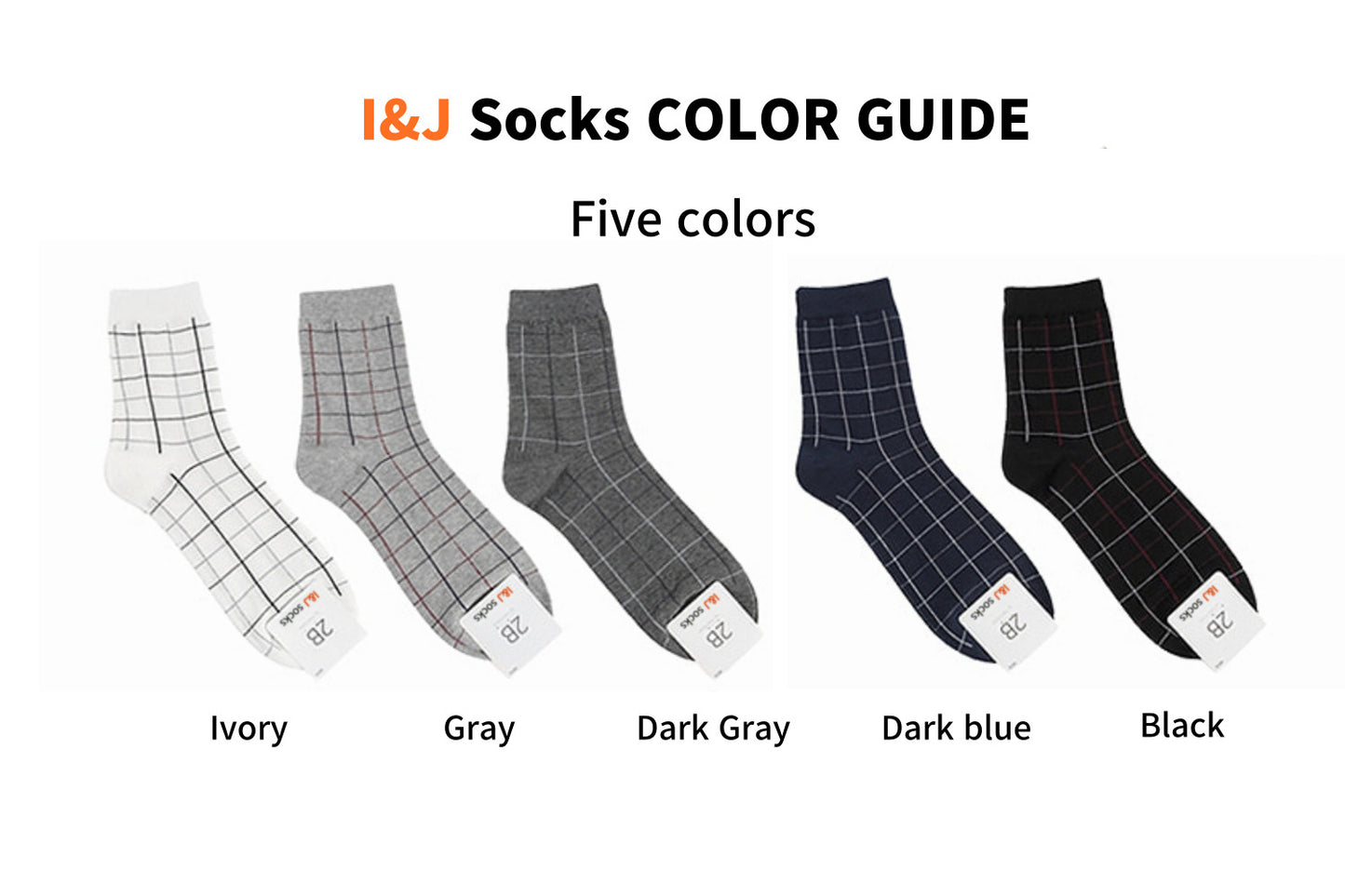 I&J Men's square pattern fashion socks (5pairs / 10pairs)