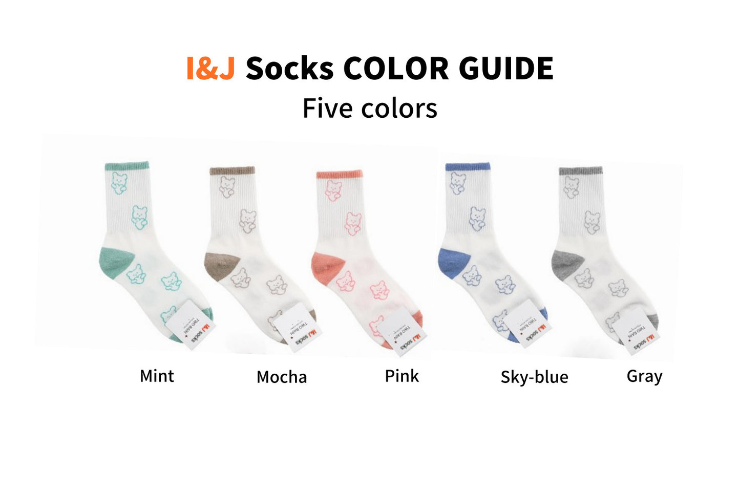 I&J Heart Bear Sports Socks Elastic Ankle Length Cotton Socks Aesthetic Socks Cute Socks Lightweight Low Cut Socks for Women(5pairs/10pairs)