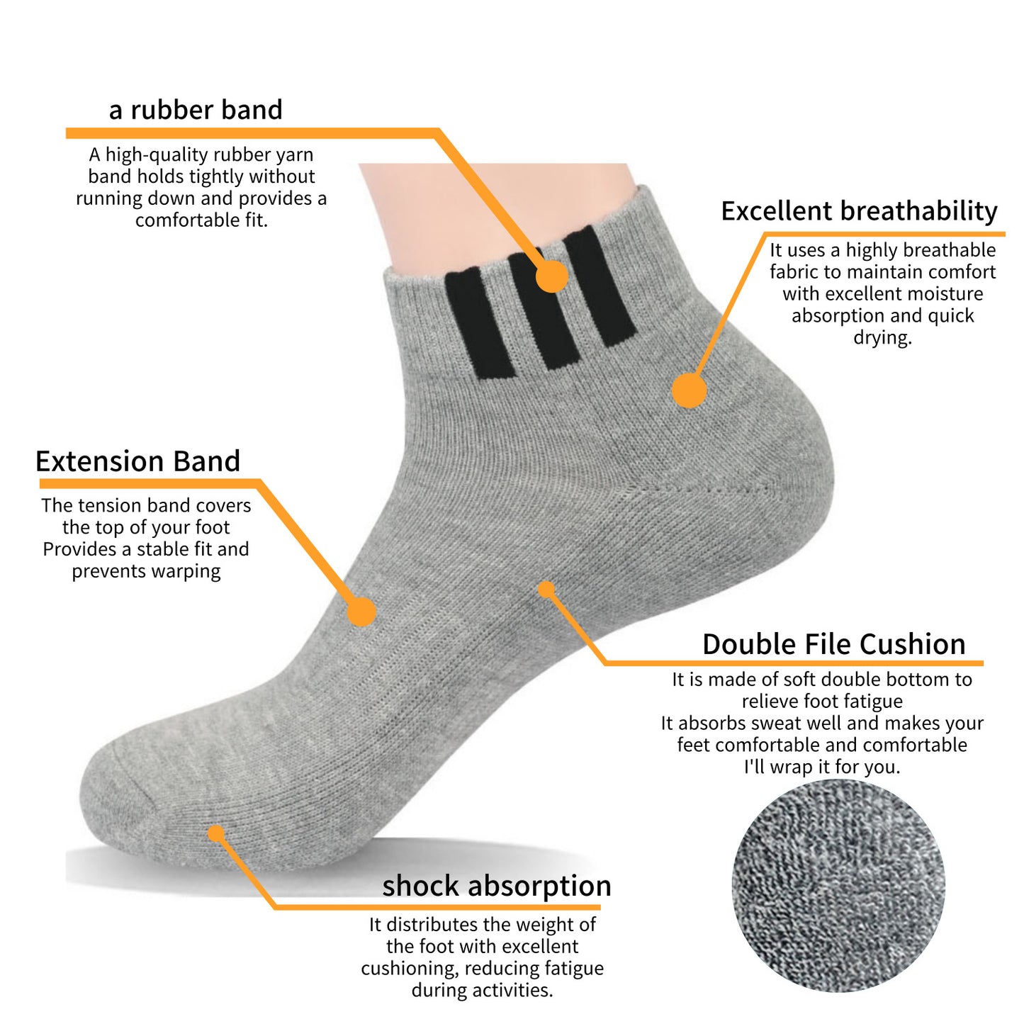 I&J Mens three-line sports Ankle Socks Athletic Running Low Cut Socks With Tab (6Pairs/12pairs)