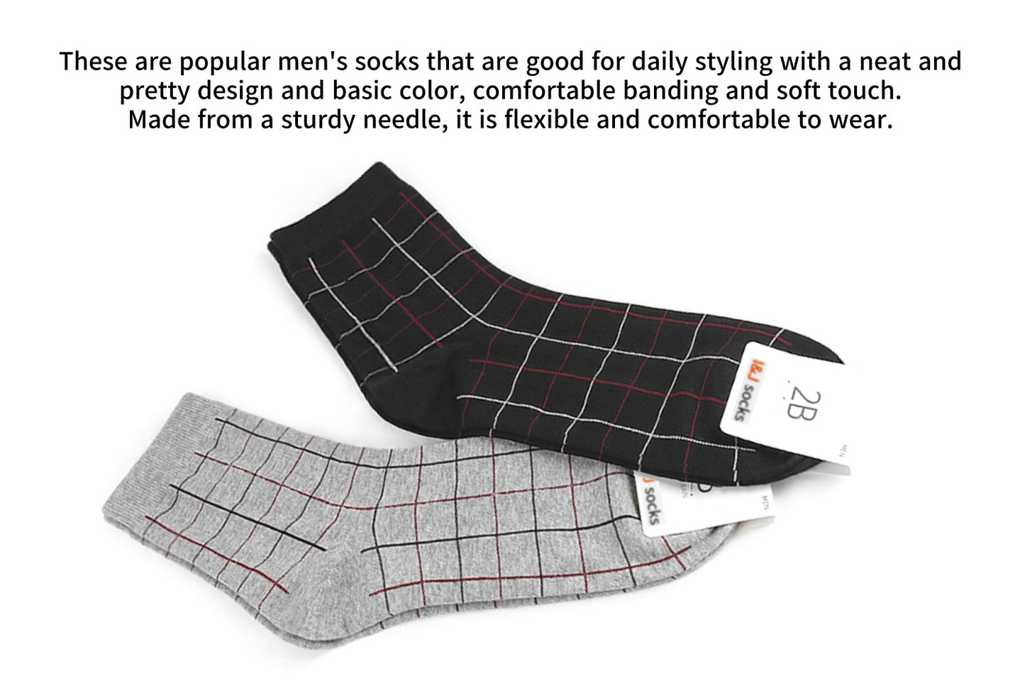 I&J Men's square pattern fashion socks (5pairs / 10pairs)