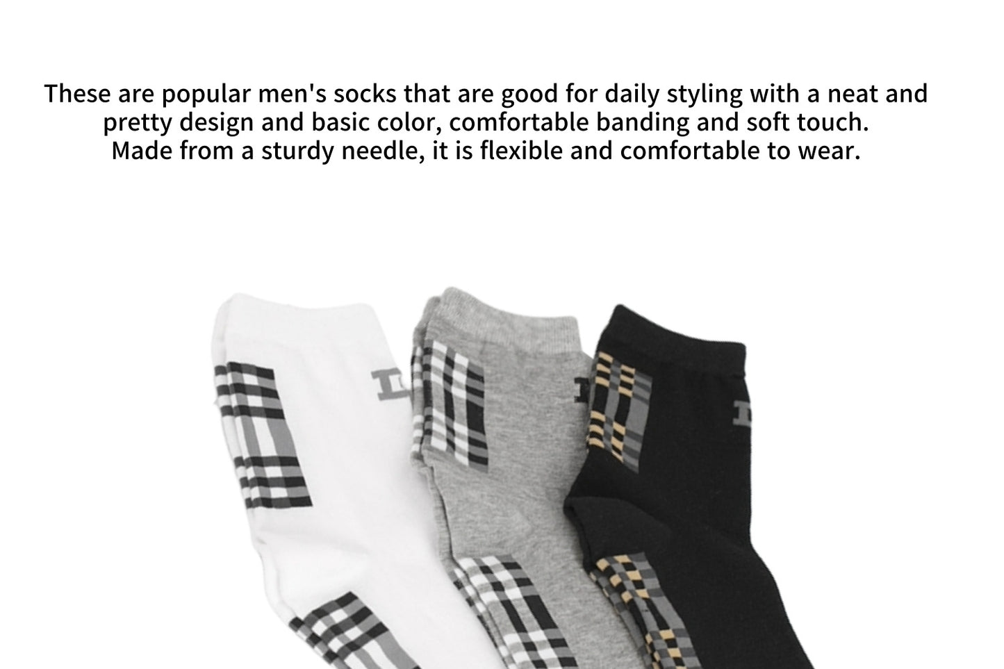 I&J Men's floor check pattern fashion socks (6pairs /12pairs)