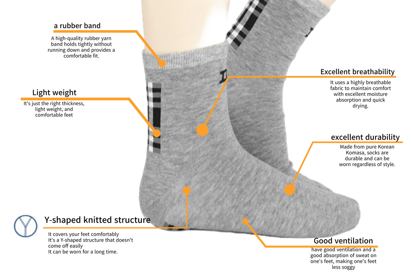 I&J Men's floor check pattern fashion socks (6pairs /12pairs)