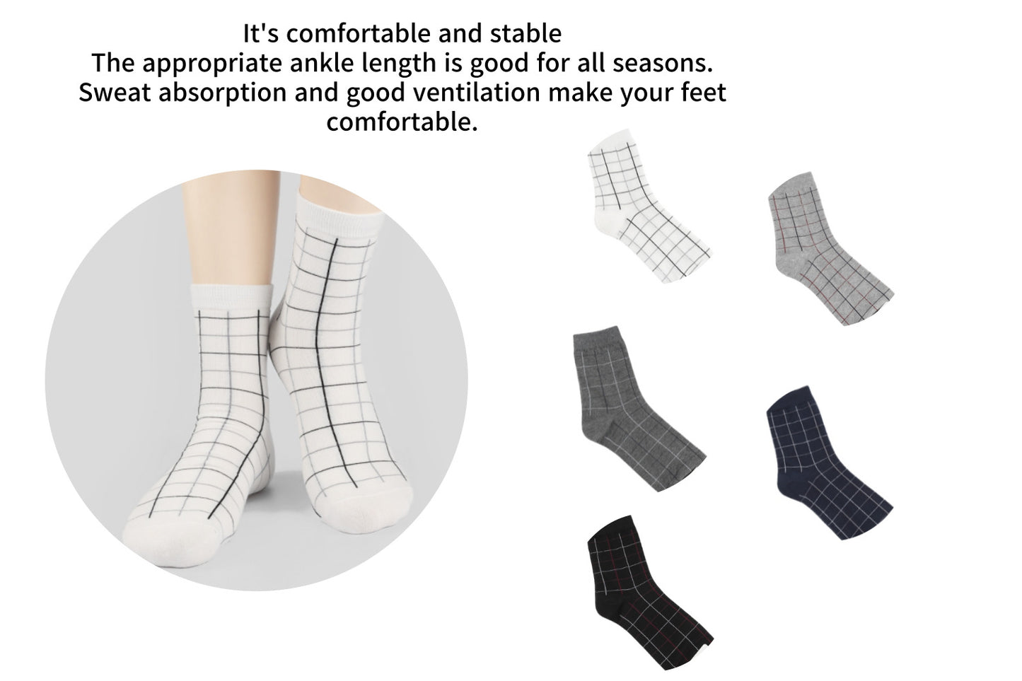I&J Men's square pattern fashion socks (5pairs / 10pairs)