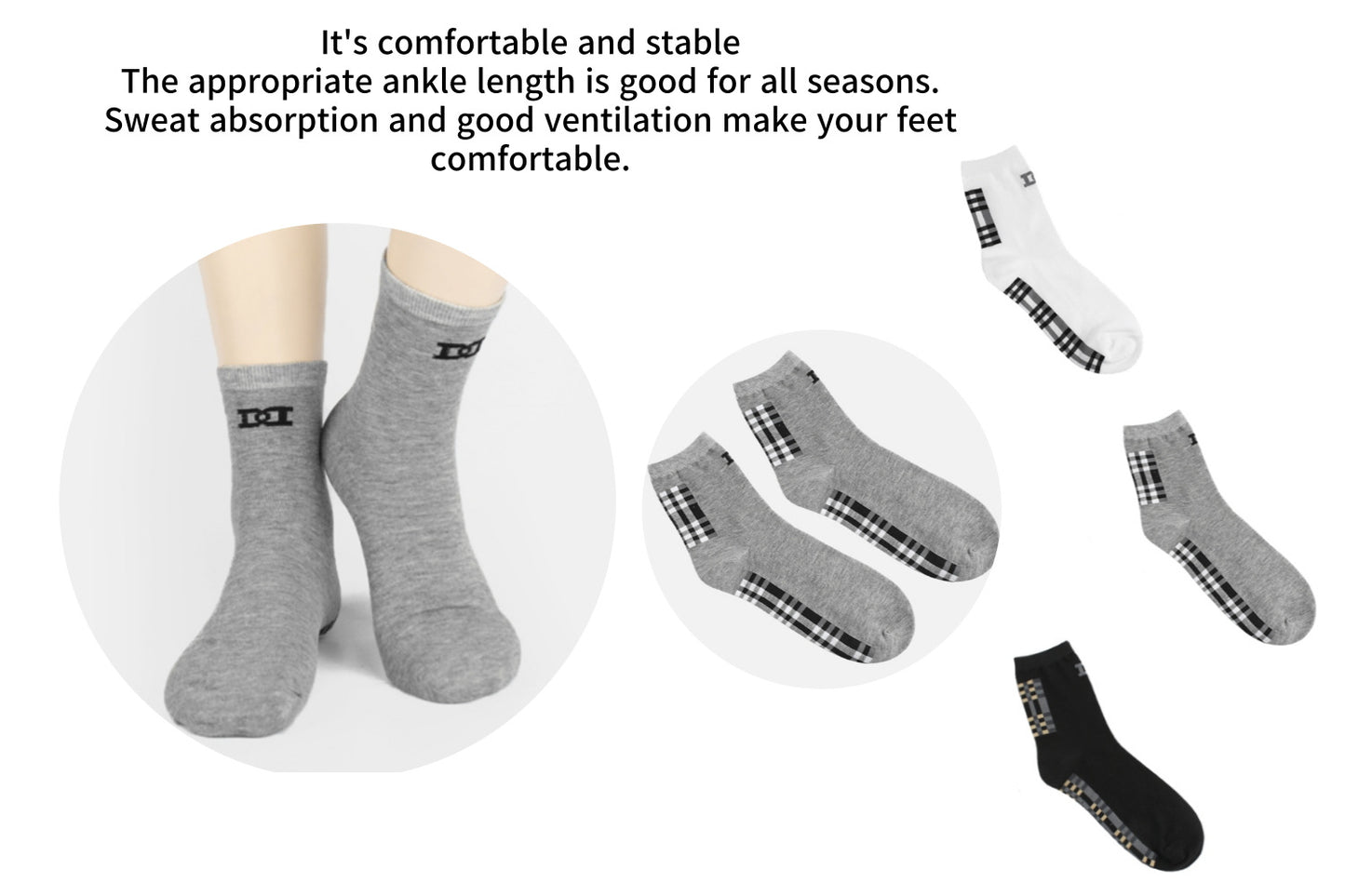 I&J Men's floor check pattern fashion socks (6pairs /12pairs)