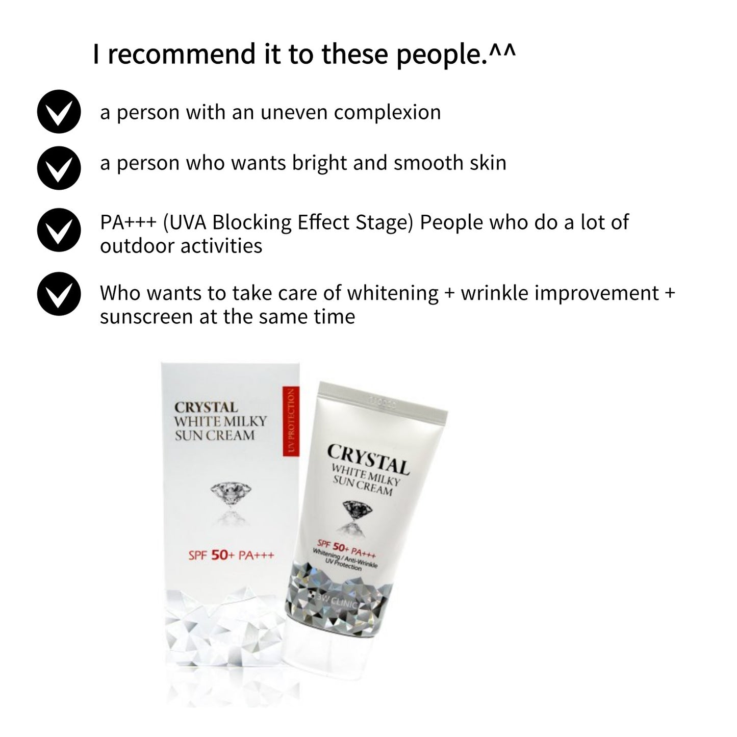 3W CLINIC Crystal White Milky Sun Cream 50ml