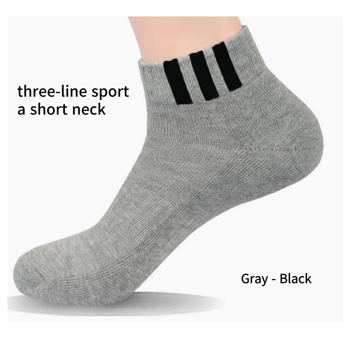 I&J Mens three-line sports Ankle Socks Athletic Running Low Cut Socks With Tab (6Pairs/12pairs)