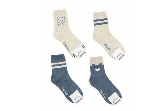 I&J Love Bear Socks Elastic Ankle Length Cotton Socks Aesthetic Socks Cute Socks Lightweight Low Cut Socks for Women(4pairs/8pairs)