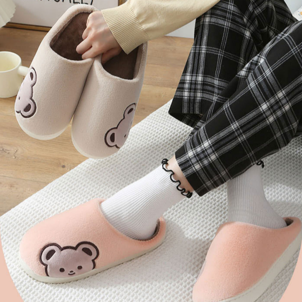 Winter Indoor Bear Microfiber Slippers