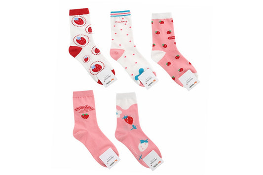 I&J Strawberry mix Socks Elastic Ankle Length Cotton Socks Aesthetic Socks Cute Socks Lightweight Low Cut Socks for Women(5pairs/10pairs)