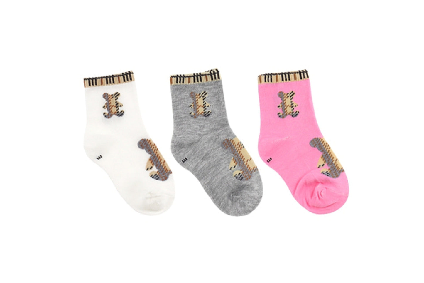 I&J child check patterned baby bear Socks Elastic Ankle Length Cotton Socks Aesthetic Socks Cute Socks Lightweight Low Cut Socks for child(6pairs/12pairs)