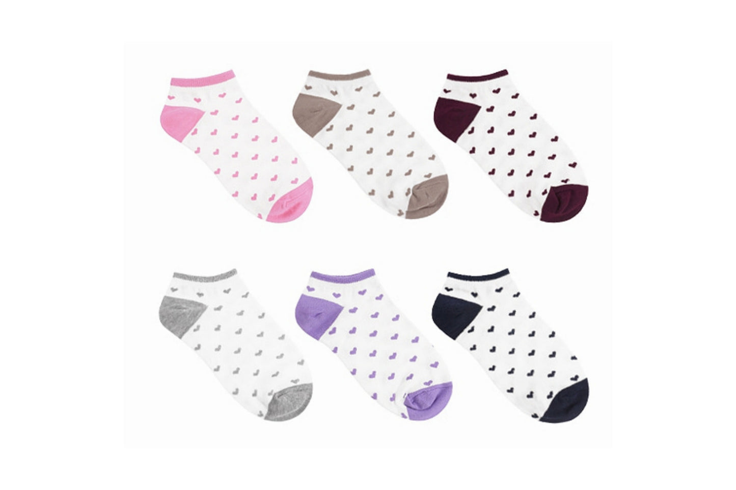 I&J Heart Polka Dots Women's Socks Lightweight Ventilation Socks No Show(6pairs/12pairs)