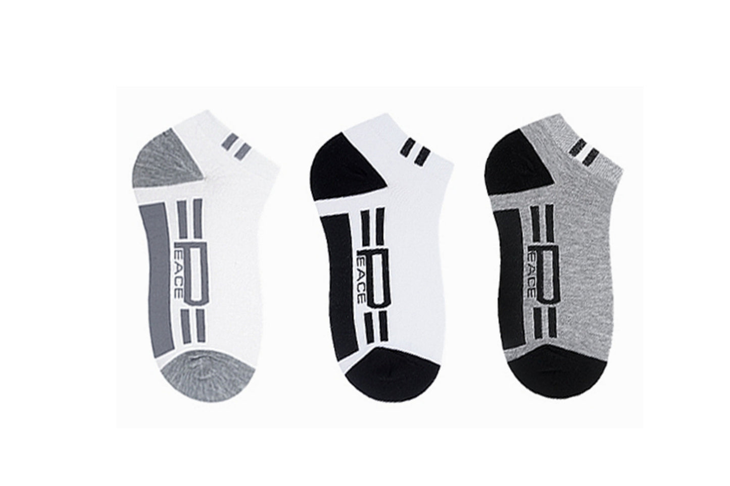 I&J Mens Multi-Pack PEACE Cotton Socks Ankle Thin Breathable Summer Comfort Low Cut Socks(3pairs/6pairs/12pairs)