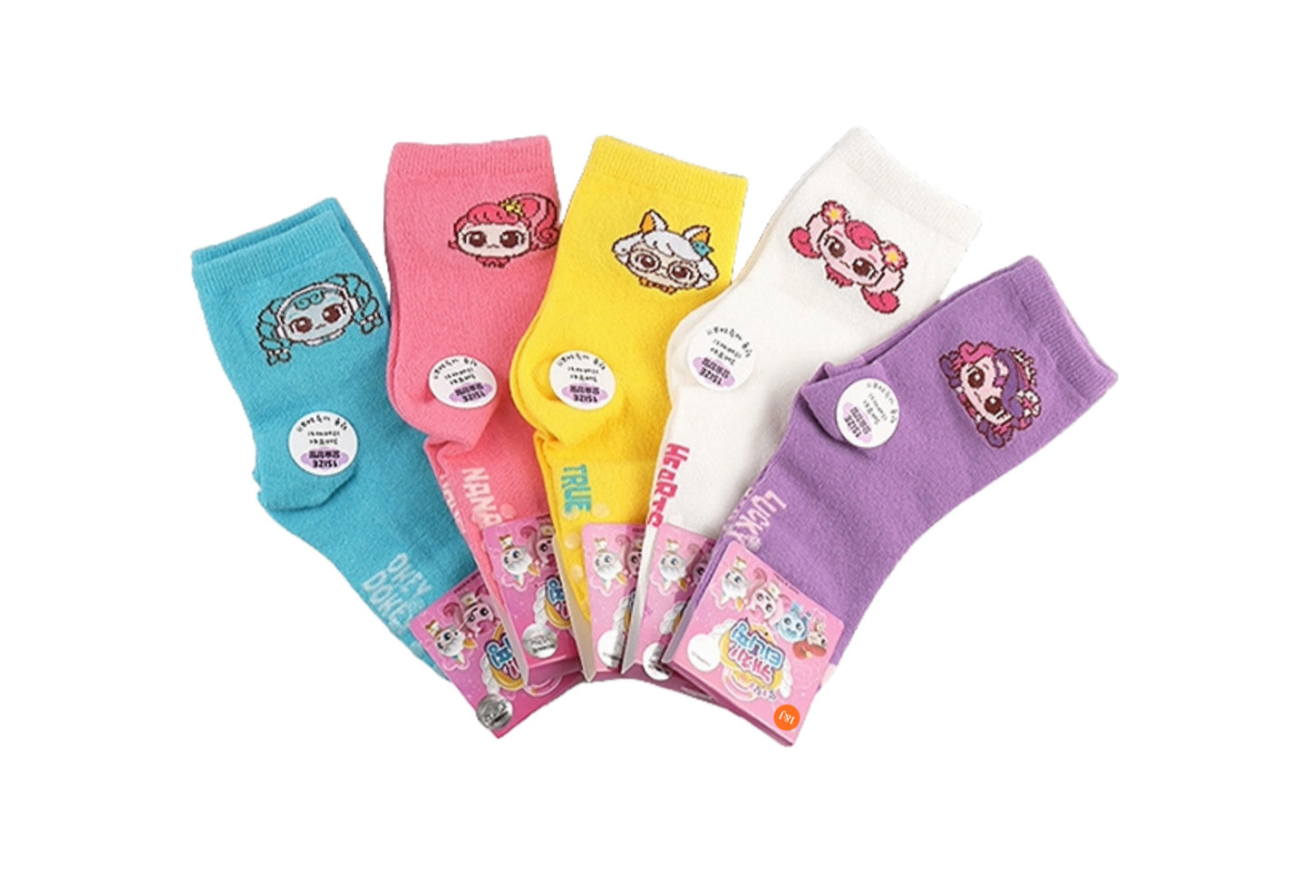 I&J Children's Mysterious Catch Tiny Pink Magic Socks Elastic Medium Cotton Socks Aesthetic Socks Cute Character Socks Non-slip on the Floor Nonslip 3-10 Years Old (ONE SIZE) Low Cut Socks for Light Children (5 Pairs/10 Pairs)