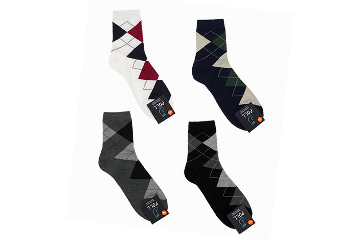 I&J Men's Two-Tone Argyle Patterned Fashion Socks(4pairs/8pairs/12pairs)