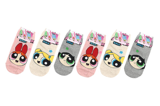 K-Character Socks Cute Puff Girl Character Sparkling Caric Ankle No Show Cotton Socks (6Pairs/12Pairs)