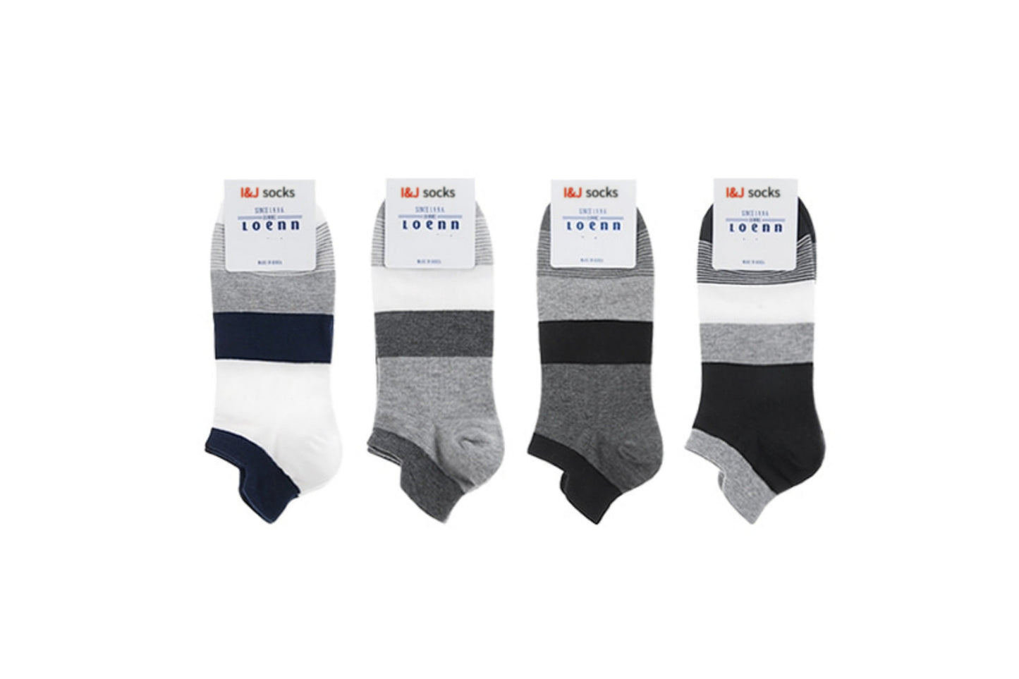 I&J Men's Gentlemen High-Quality Cotton Socks Tab Sneakers Roen No Show Socks, (4pairs/8pairs/12pairs)