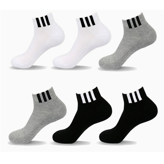 I&J Mens three-line sports Ankle Socks Athletic Running Low Cut Socks With Tab (6Pairs/12pairs)