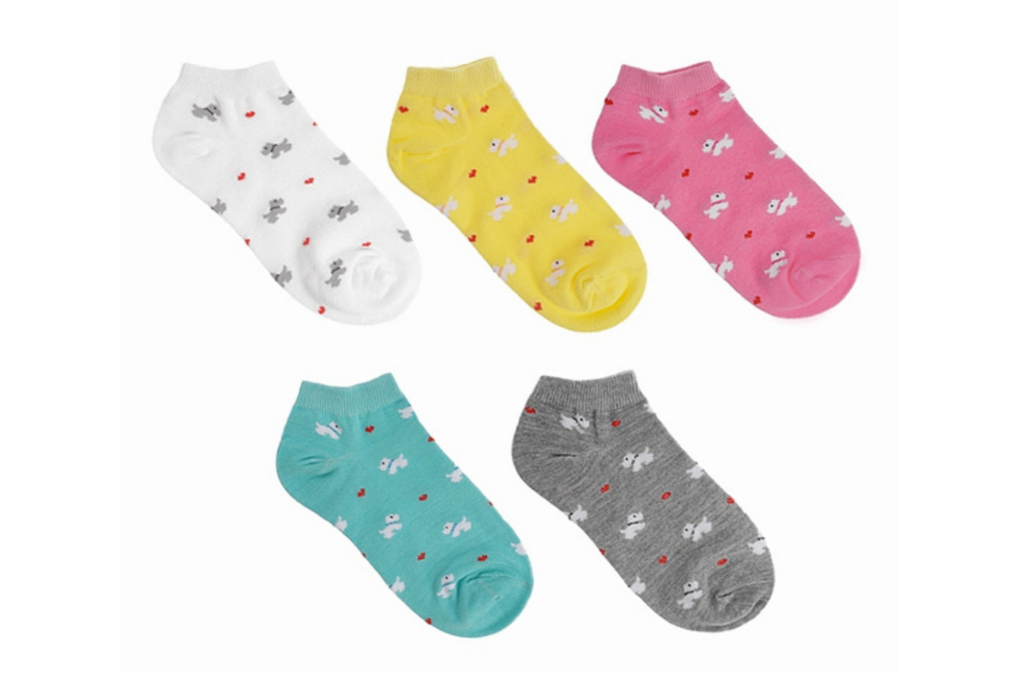 I&J Heart Puppy Pattern Dot Women's Socks Lightweight Ventilation Socks No Show(5pairs/10pairs)