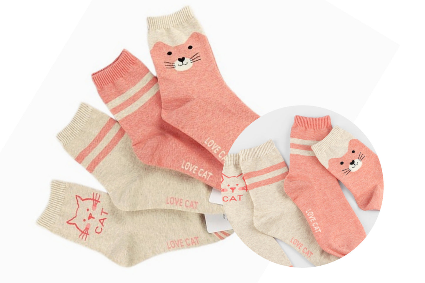 I&J Love cat Socks Elastic Ankle Length Cotton Socks Aesthetic Socks Cute Socks Lightweight Low Cut Socks for Women(4pairs/8pairs)