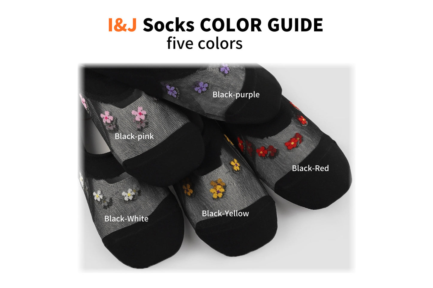 I&J Women's Fake Socks Cyrus Fake Socks see-through mesh socks Anti-slip of the soles of the feet Heel silicone treatment(5pairs/10pairs)