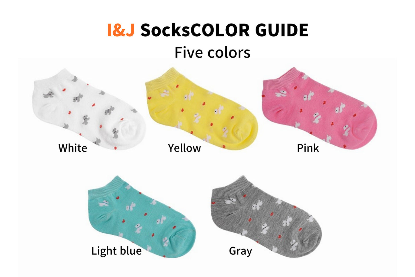 I&J Heart Puppy Pattern Dot Women's Socks Lightweight Ventilation Socks No Show(5pairs/10pairs)