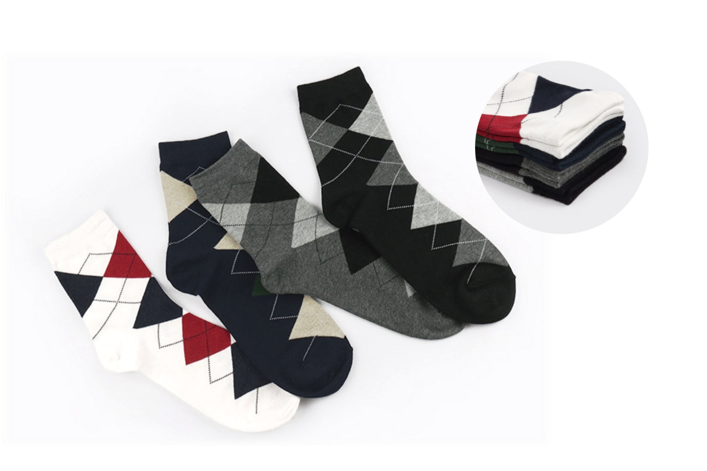 I&J Men's Two-Tone Argyle Patterned Fashion Socks(4pairs/8pairs/12pairs)