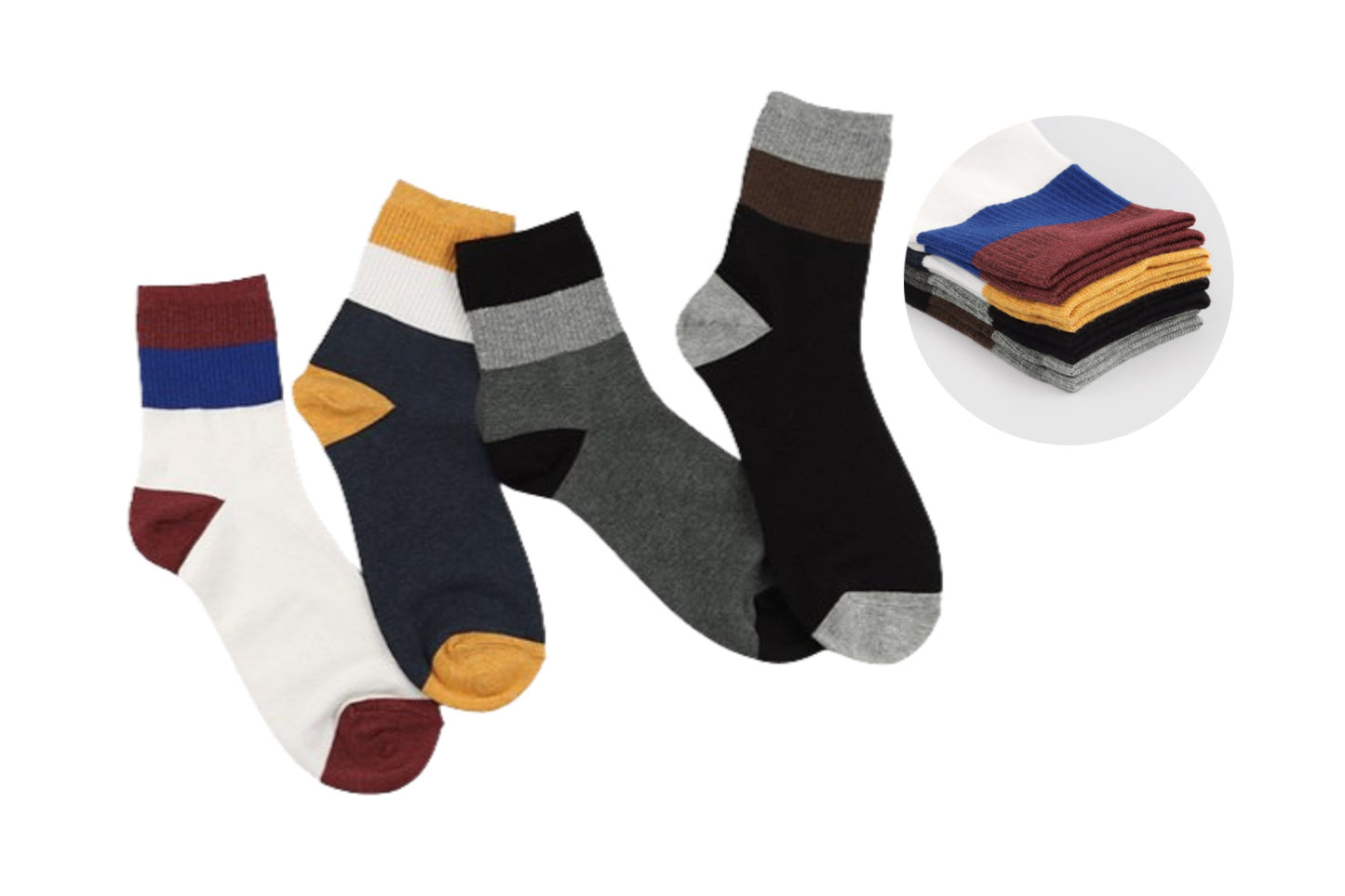 I&J Men's Two-Tone  Fashion Socks(4pairs/8pairs/12pairs)