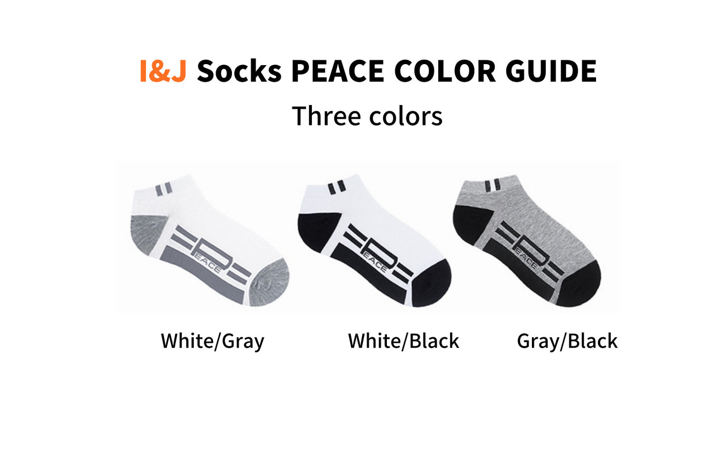 I&J Mens Multi-Pack PEACE Cotton Socks Ankle Thin Breathable Summer Comfort Low Cut Socks(3pairs/6pairs/12pairs)