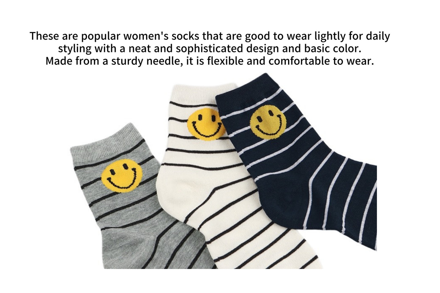 I&J Smile Ringle Pattern Women's Lightweight Ventilation Ankle Socks(6pairs/12pairs)