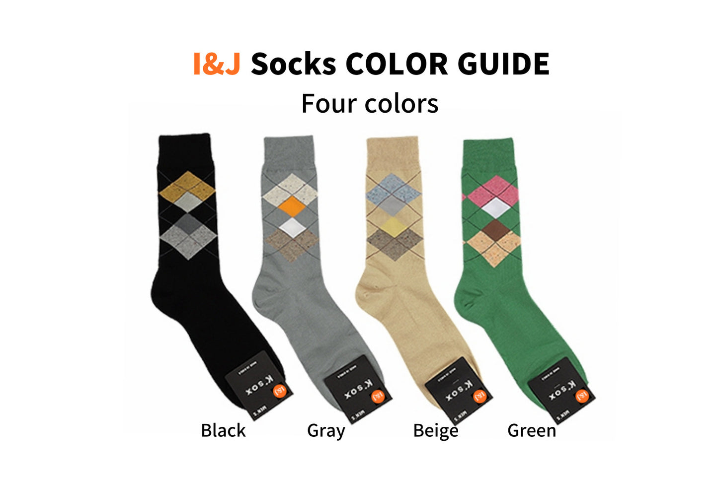 I&J Men's  hippie plaid pattern socks with long neck  fashion socks (4pairs /8pairs/12pairs)