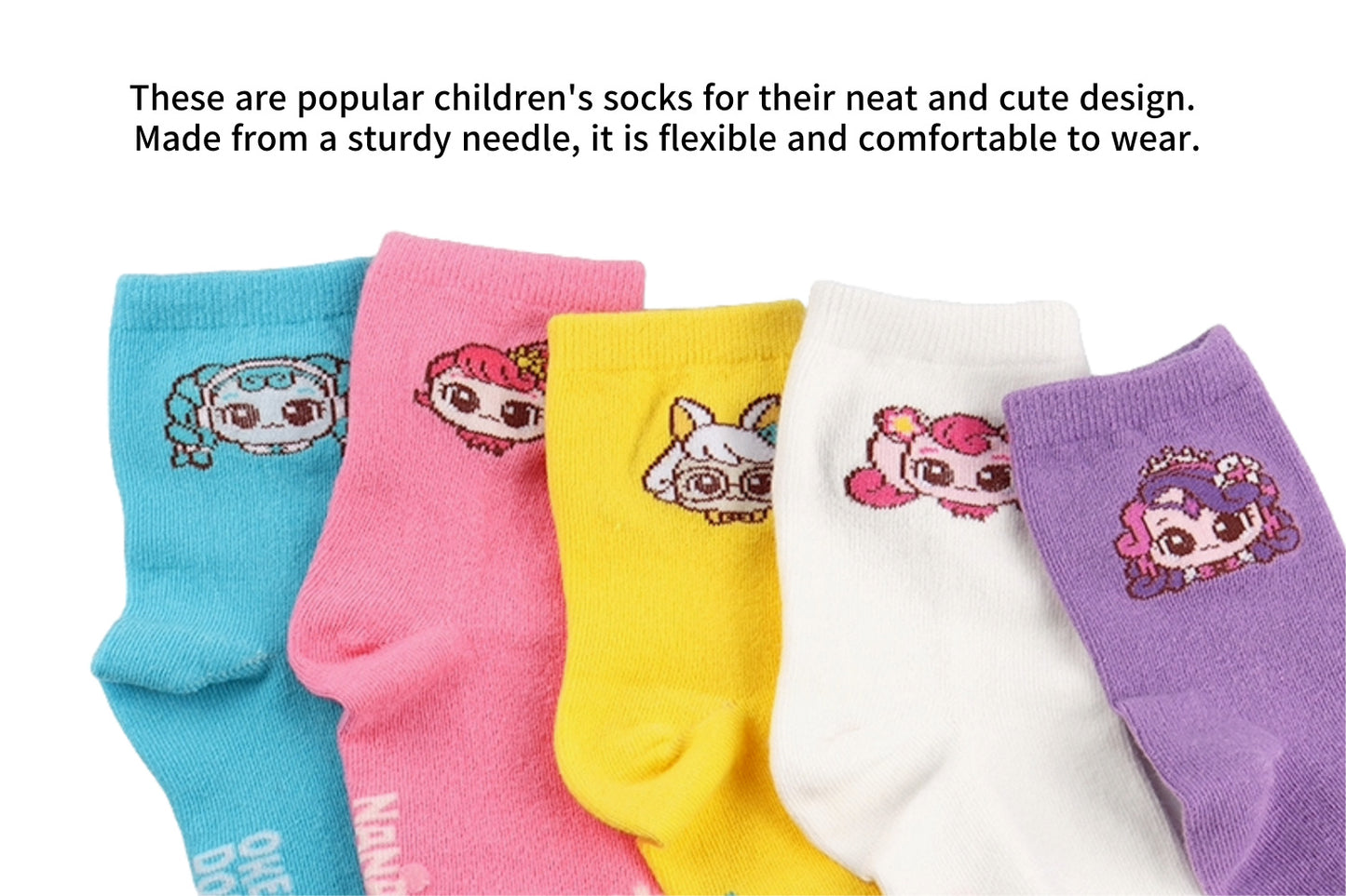 I&J Children's Mysterious Catch Tiny Pink Magic Socks Elastic Medium Cotton Socks Aesthetic Socks Cute Character Socks Non-slip on the Floor Nonslip 3-10 Years Old (ONE SIZE) Low Cut Socks for Light Children (5 Pairs/10 Pairs)