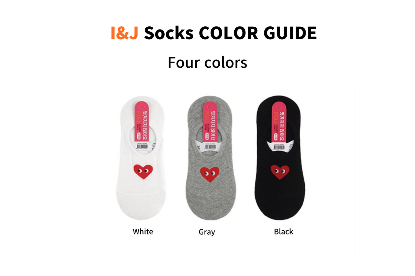 I&J Female Fake MUJI Heart Heart-fluttering Socks(3pairs/6pairs/9pairs)