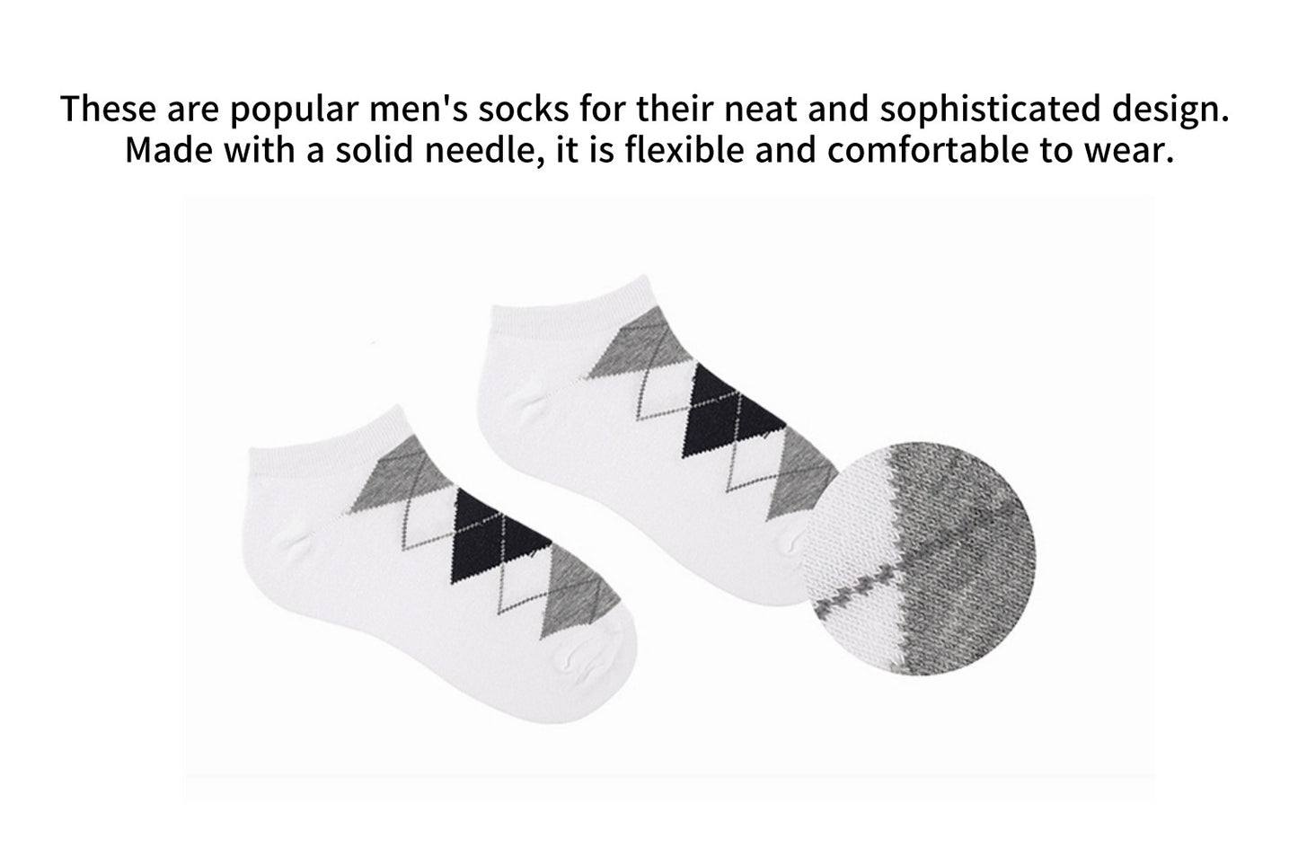 I&J Mens Multi-Pack argyle pattern Cotton Socks Ankle Thin Breathable Summer Comfort Low Cut Socks(3pairs/6pairs/12pairs)