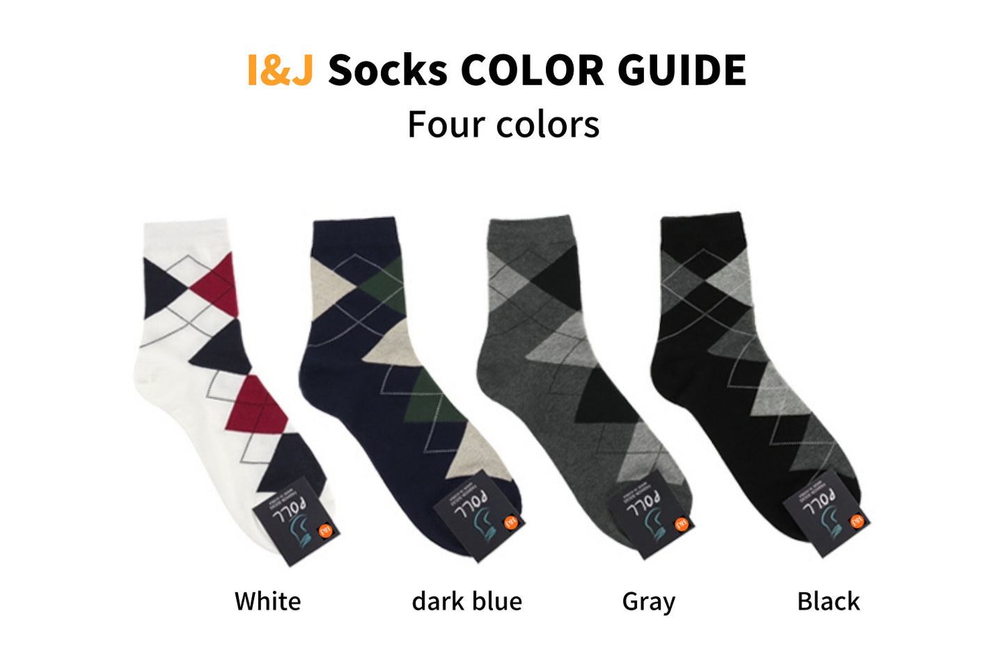 I&J Men's Two-Tone Argyle Patterned Fashion Socks(4pairs/8pairs/12pairs)