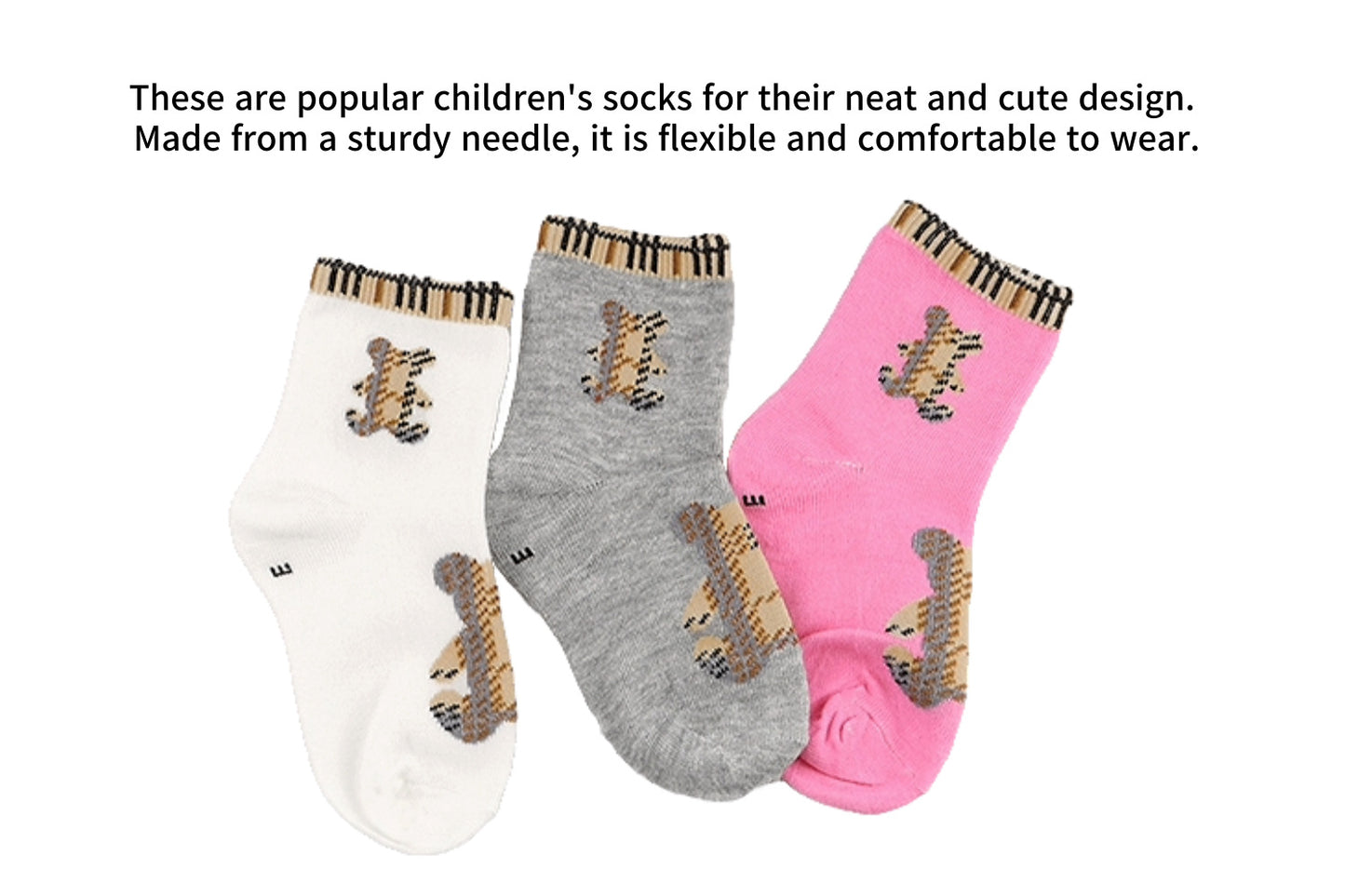 I&J child check patterned baby bear Socks Elastic Ankle Length Cotton Socks Aesthetic Socks Cute Socks Lightweight Low Cut Socks for child(6pairs/12pairs)