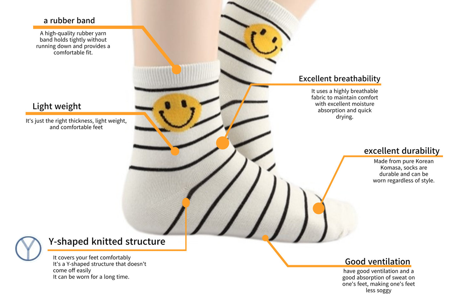 I&J Smile Ringle Pattern Women's Lightweight Ventilation Ankle Socks(6pairs/12pairs)