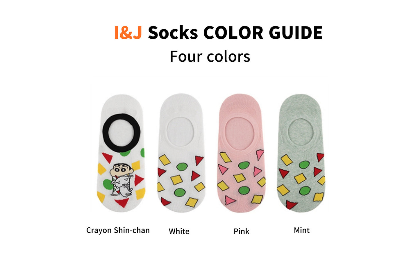 I&J Women's Fake Socks Heels Silicone Handle Character Overdone Socks(4pairs/8pairs)