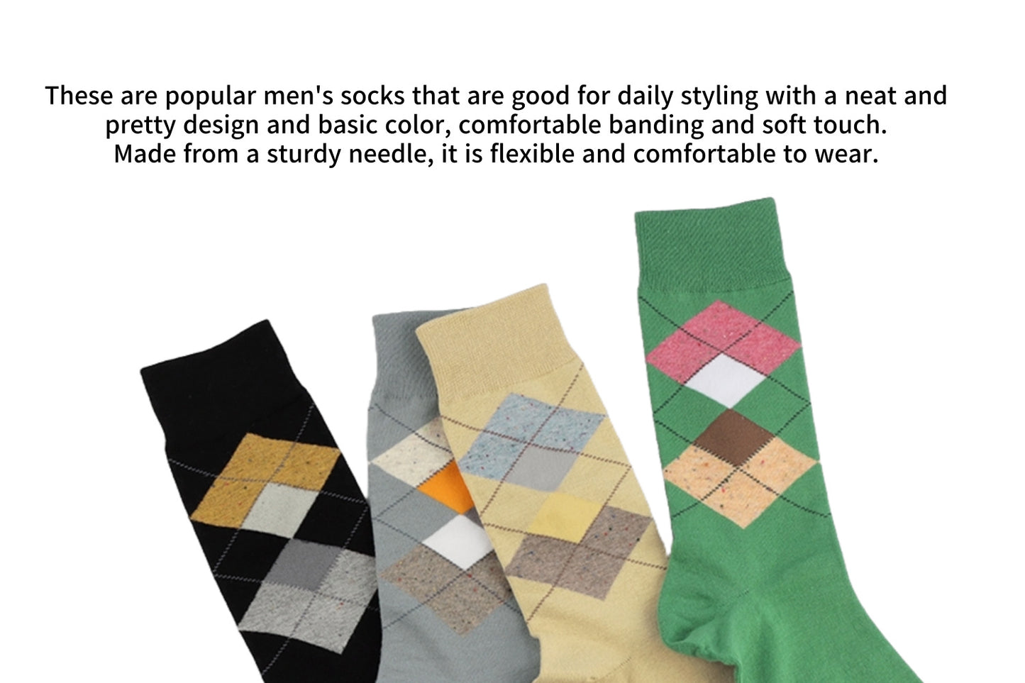 I&J Men's  hippie plaid pattern socks with long neck  fashion socks (4pairs /8pairs/12pairs)