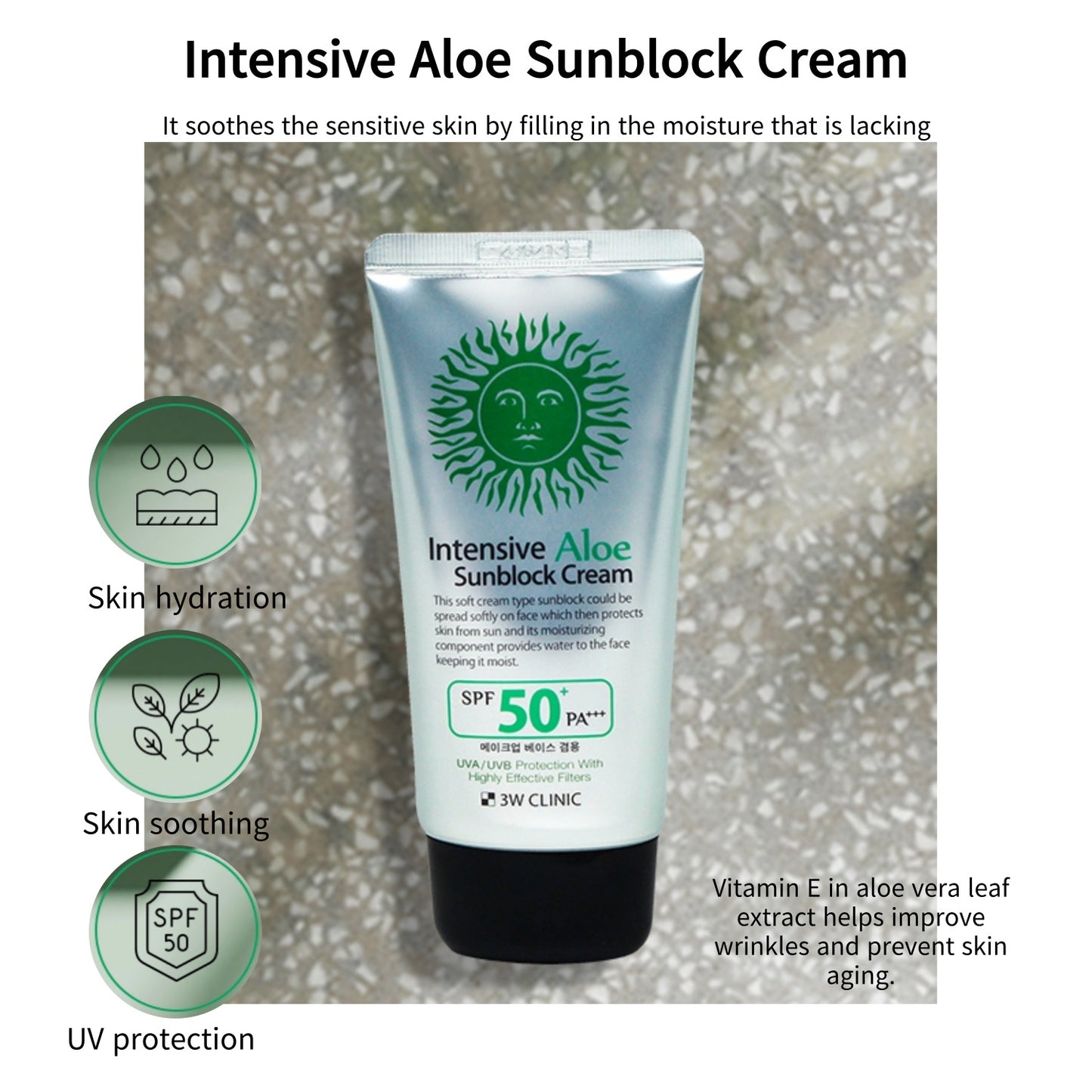 3W CLINIC INTENSIVE ALOE UV SUNBLOCK CREAM 70ml