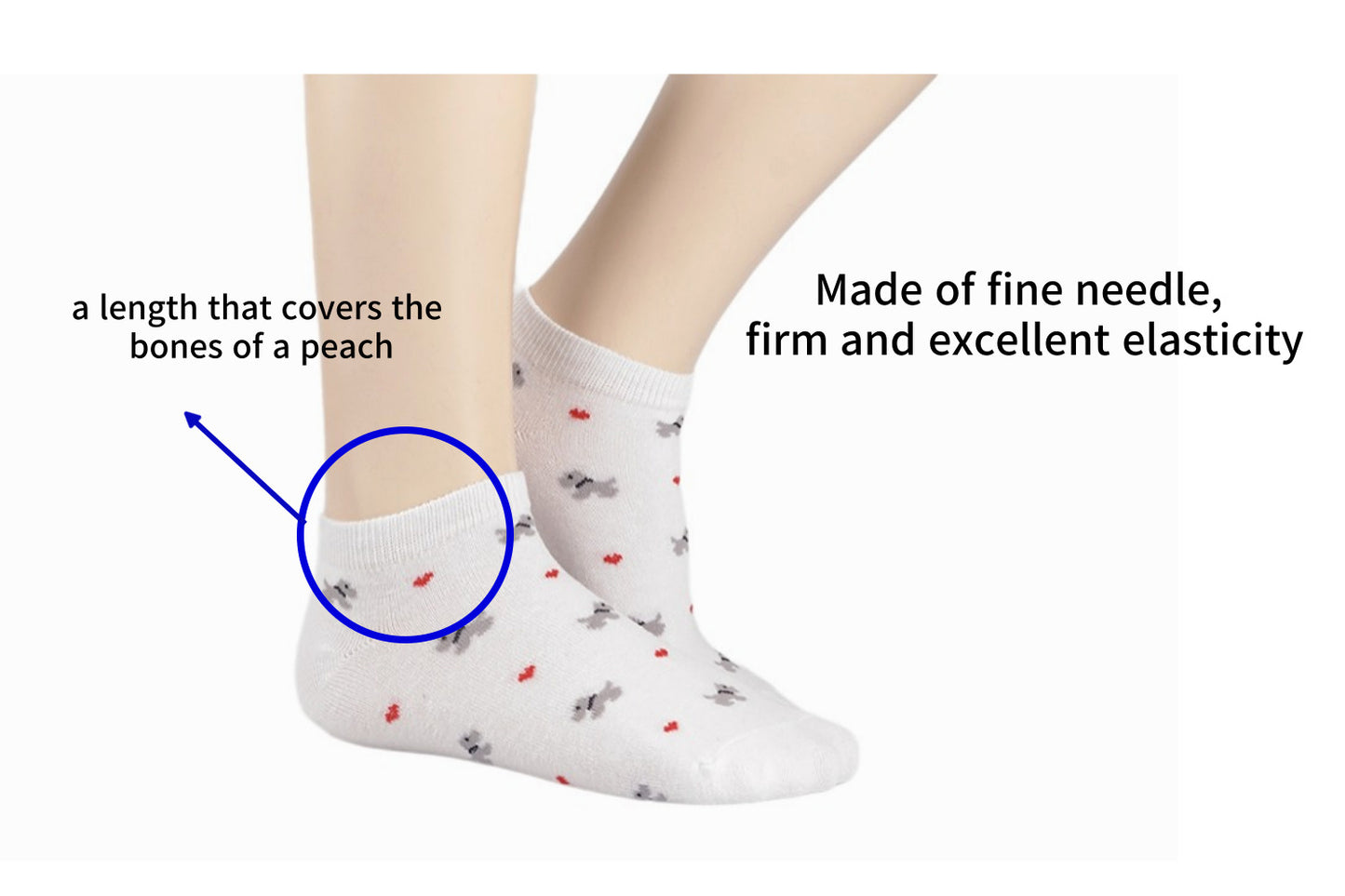 I&J Heart Puppy Pattern Dot Women's Socks Lightweight Ventilation Socks No Show(5pairs/10pairs)