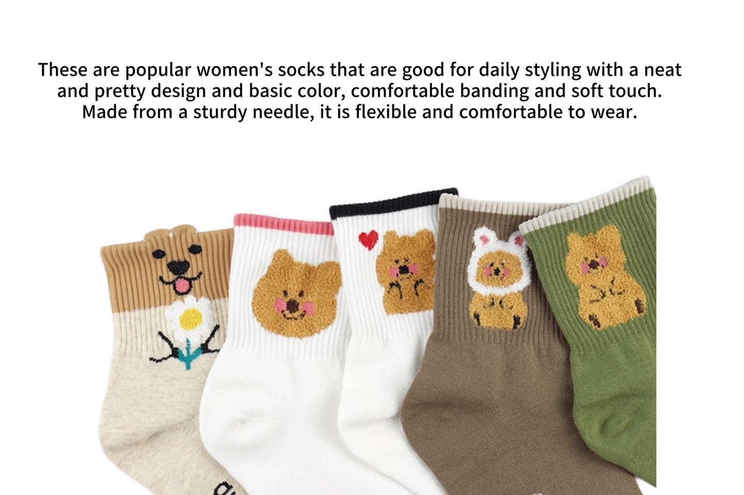 I&J  love quokka Socks Elastic Ankle Length Cotton Socks Aesthetic Socks Cute Socks Lightweight Low Cut Socks for Women(5pairs/10pairs)