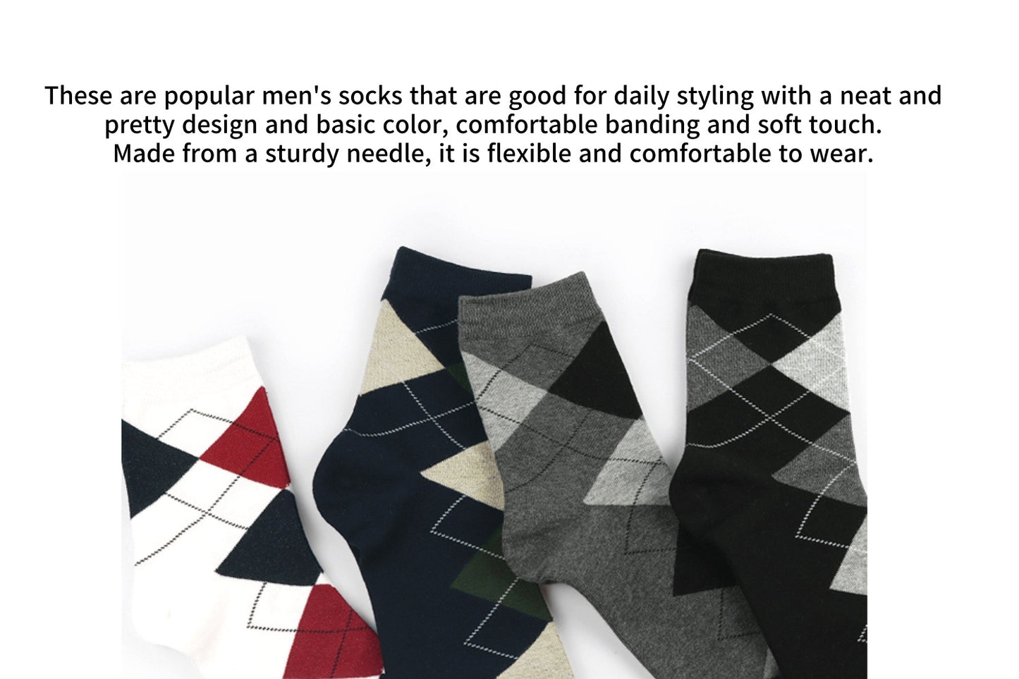 I&J Men's Two-Tone Argyle Patterned Fashion Socks(4pairs/8pairs/12pairs)