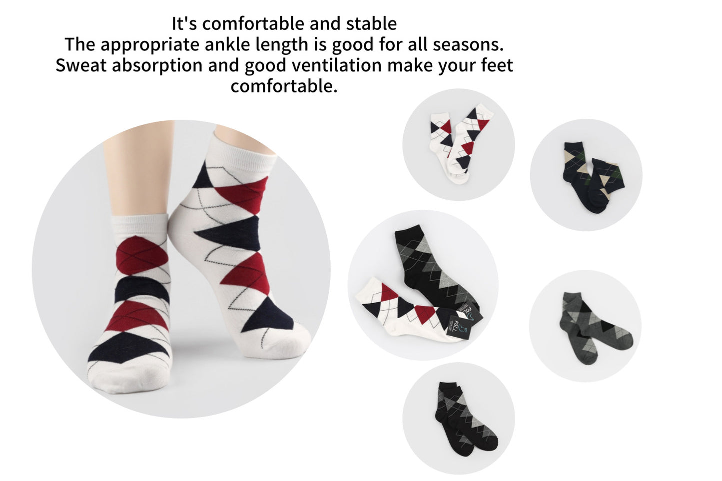 I&J Men's Two-Tone Argyle Patterned Fashion Socks(4pairs/8pairs/12pairs)