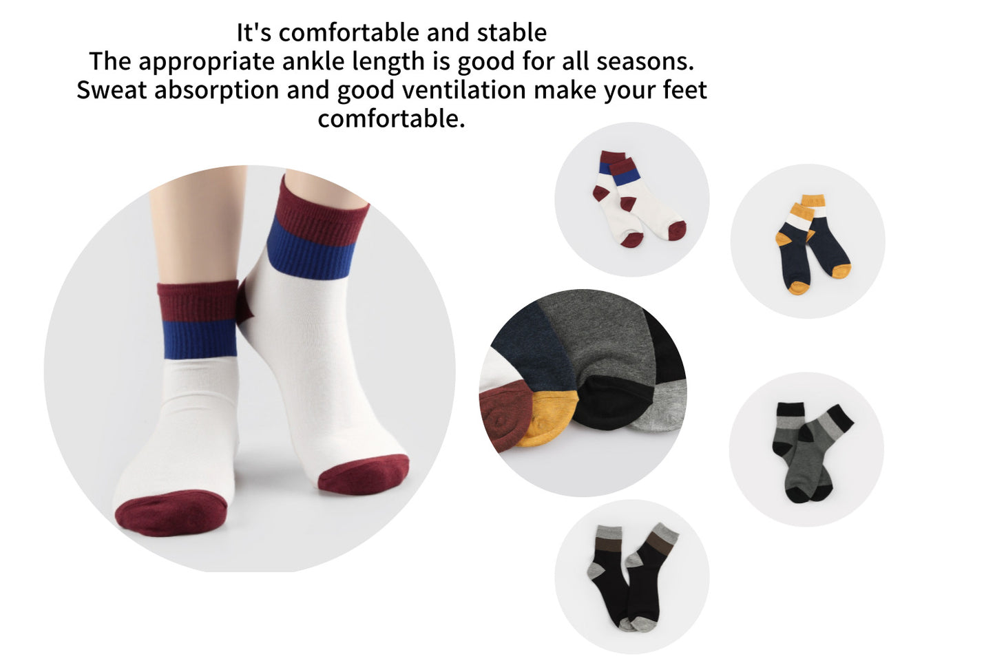 I&J Men's Two-Tone  Fashion Socks(4pairs/8pairs/12pairs)