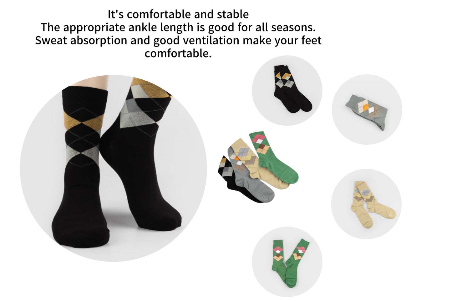 I&J Men's  hippie plaid pattern socks with long neck  fashion socks (4pairs /8pairs/12pairs)