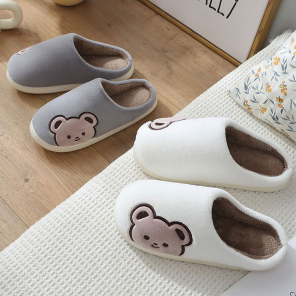 Winter Indoor Bear Microfiber Slippers