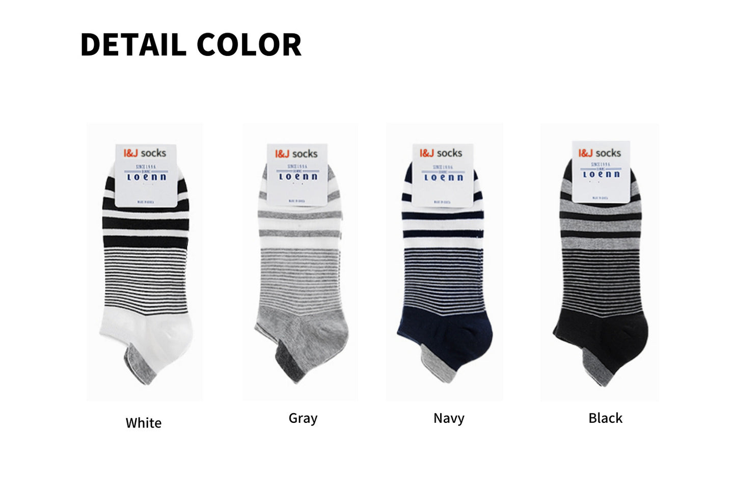 I&J Men's Gentlemen High-Quality Cotton Socks Tap Sneakers Stripe Patterned No-Show Socks, (4 Pairs / 8 Pairs / 12 Pairs)